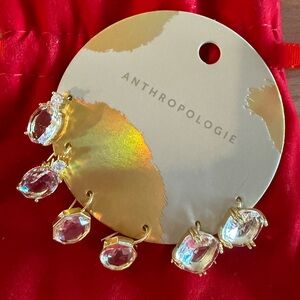 Anthropologie Gold and Clear Gem Earrings